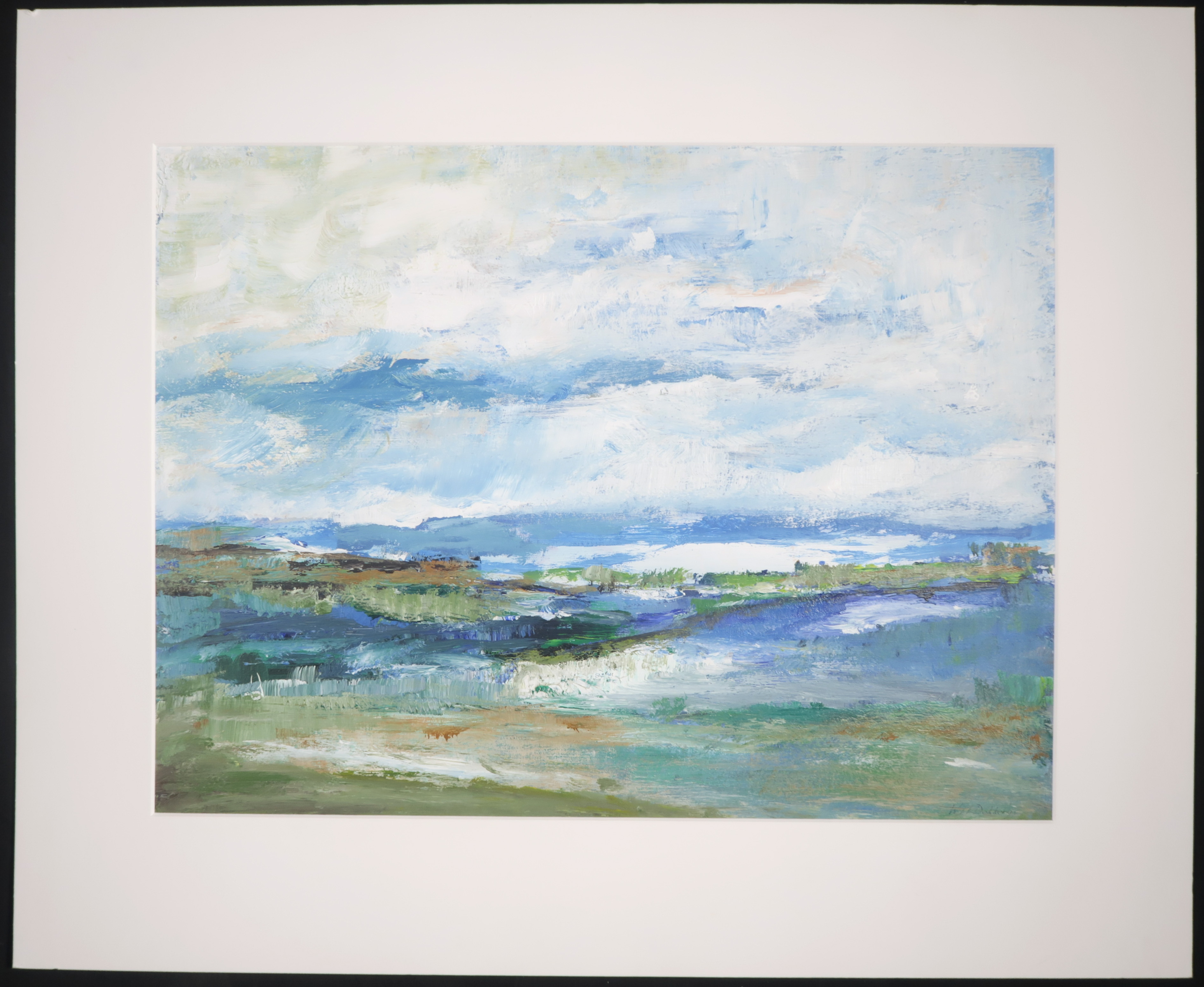 Niet of onleesbaar gesigneerd - Acryl op board achter passe-partout, Landschap kopen? Bied vanaf 1!