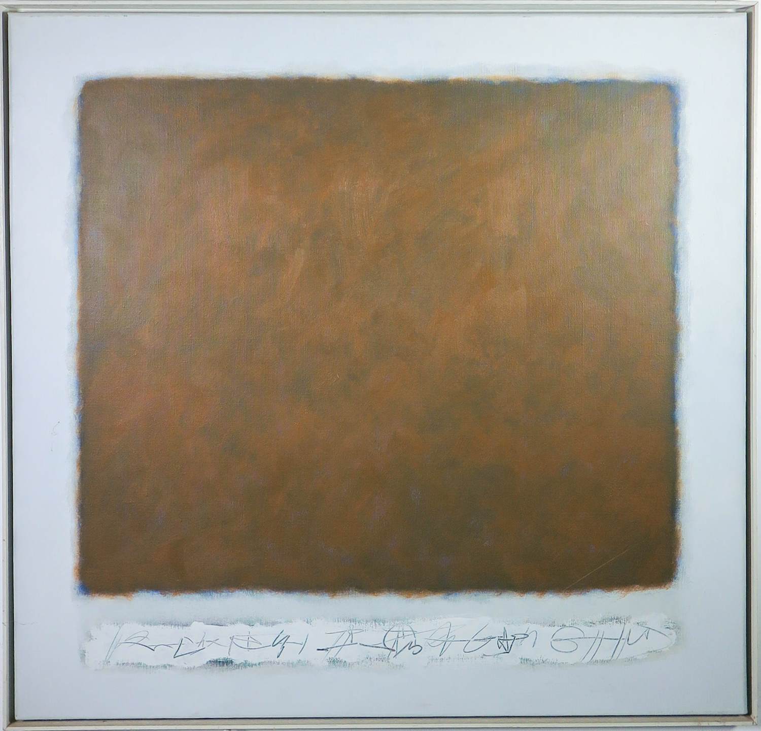 Rob Figee - Acryl op doek, Oker op blauw in grijs - Ingelijst kopen? Bied vanaf 150!