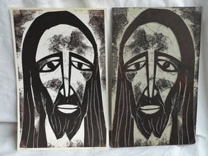 Jozef Bossaert - Originele kartonsnede + afdruk , “Portret Jezus” – 1978 kopen? Bied vanaf 20!