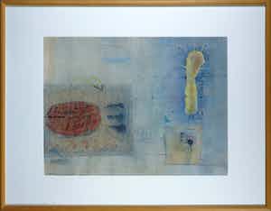 Peter Langenberg - Gemengde techniek op papier, Zonder titel - Ingelijst verkocht voor € 35!