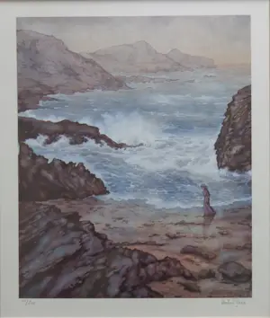Anton Pieck - JONGE VROUW AAN HET STRAND / KLEUROFFSET / 54x45cm / KADER / SIG kaufen? Bieten Sie von 35!