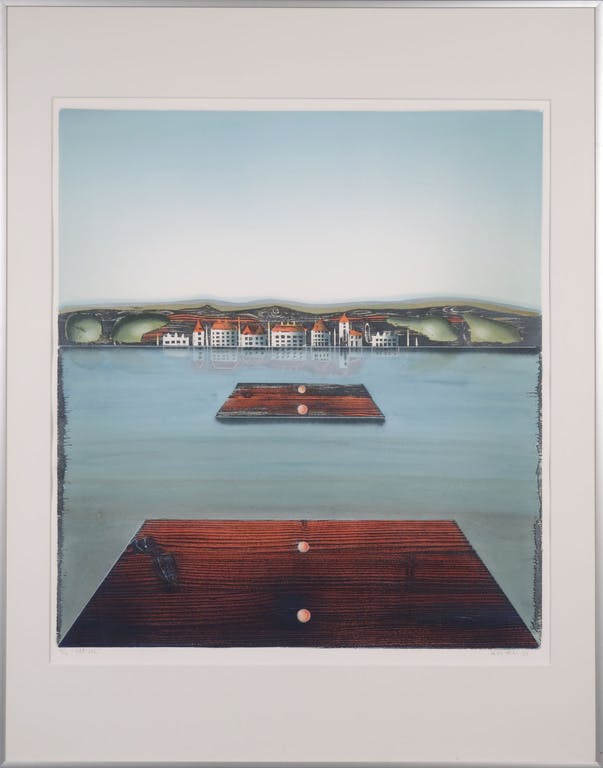 Willem de Vries - Willem de Vries: Houtsnede, Arrival - Ingelijst verkocht voor € 55!