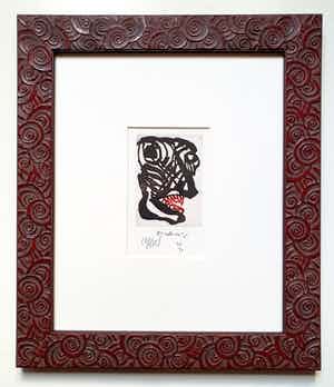 Karel Appel - Suite à deux (met Pierre Alechinsky) in schitterende lijst verkocht voor € 600!