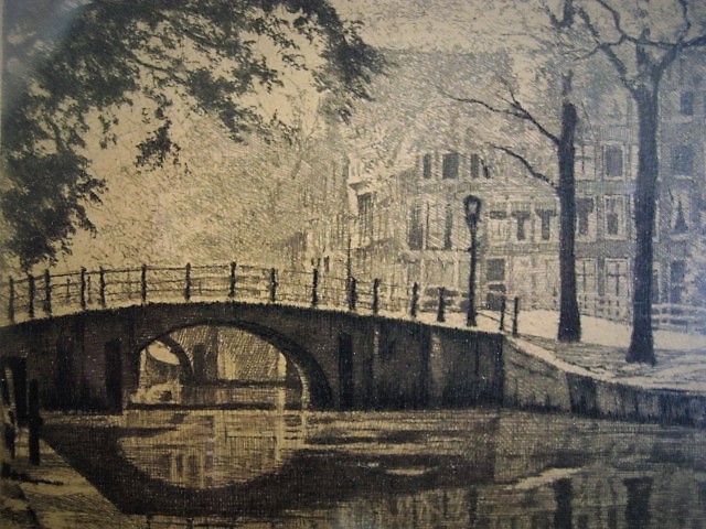 Niet of onleesbaar gesigneerd - Oude Ets "Amsterdam - Reguliersgracht" gesigneerd  kopen? Bied vanaf 1!