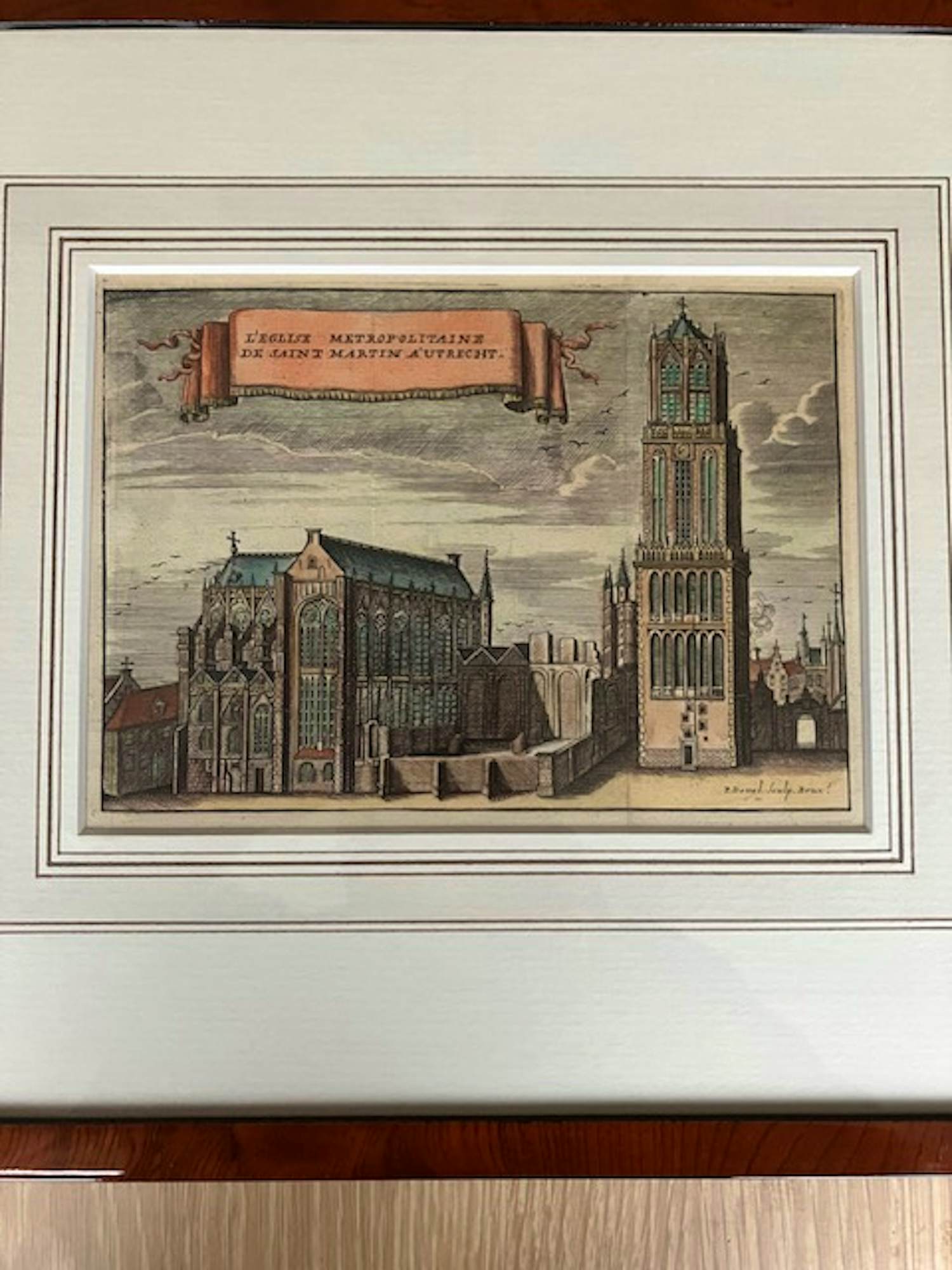 Pieter Devel - handingekleurd en uniek: Domkerk en Domtoren te Utrecht ca. 1730 kopen? Bied vanaf 229!