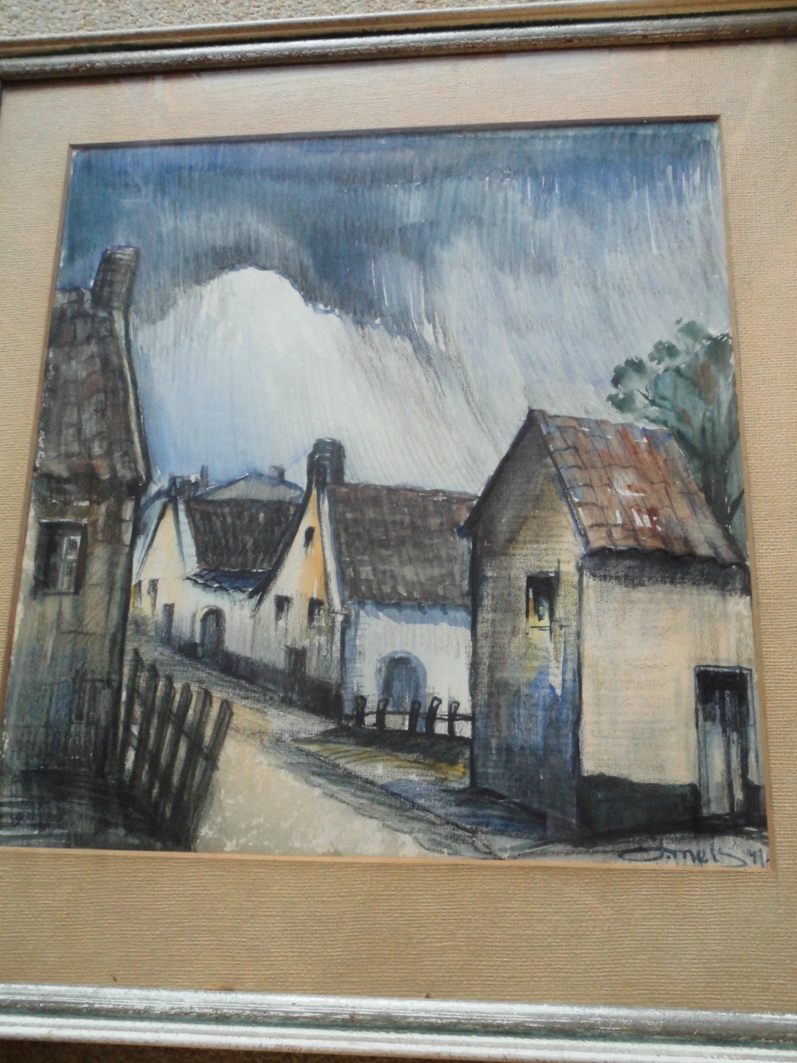 Jacques Mels - Aquarel - Straatje kopen? Bied vanaf 40!