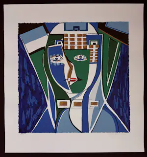 Maartje Wijngaarden - “geabstraheerd portret”. Handgesigneerd en genummerde zeefdruk. kopen? Bied vanaf 35!