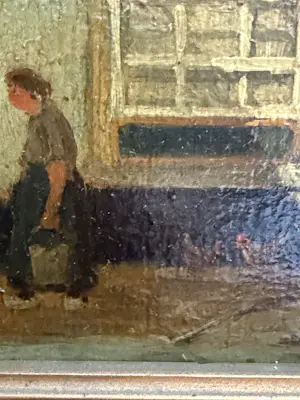 Jacob van Rossum - Vrouw met emmer en kippen op een hoeve kopen? Bied vanaf 110!