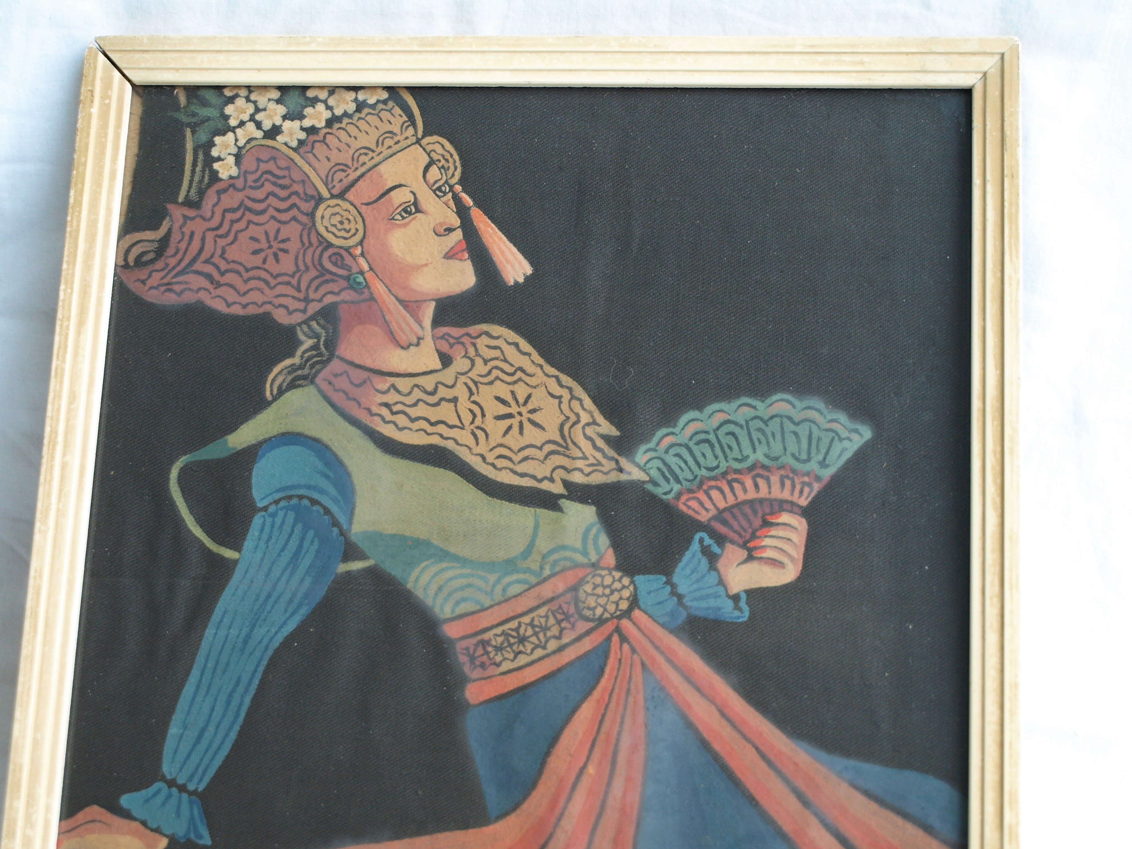Niet of onleesbaar gesigneerd - Indonesische School – Acrylverf op katoen – Vrouw – gesigneerd & ingelijst  kopen? Bied vanaf 1!