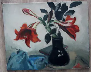Piet van Wijngaerdt - Olieverf op doek: Amaryllis kopen? Bied vanaf 425!