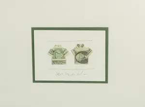 Jan Henderikse - Uniek werk : Tekening met $-Shirts, floating framed + Art Book : ZERO kopen? Bied vanaf 385!