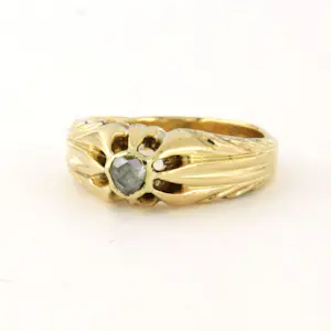 14k geelgouden ring met roos geslepen diamant tot. 0.06ct - 6.0 gram kopen? Bied vanaf 440!