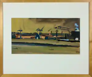 Hein Stork - Aquarel, Havengezicht - Ingelijst verkocht voor € 80!