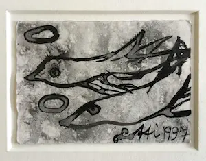 AcheterLotti van der Gaag - "Les oiseaux saintes" | gemengde techniek op papier? Enchérissez de 220!