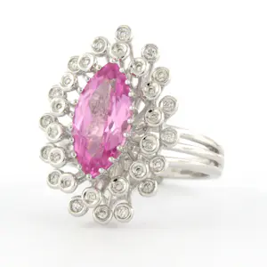 18k gouden ring met roze saffier tot. 2.00ct en briljant geslepen diamant kopen? Bied vanaf 900!