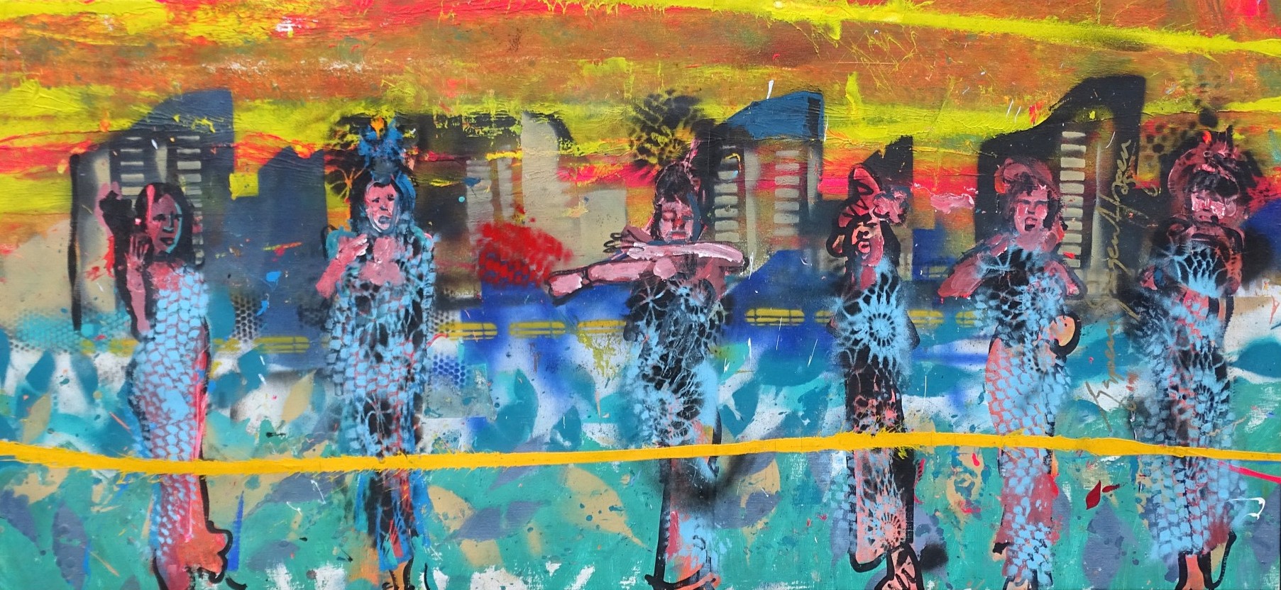 Espen Hagen - Schilderij Acrylverf op doek DANSERESSEN Haandgesigneerd kopen? Bied vanaf 325!