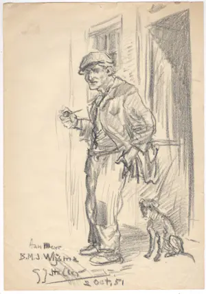 Gerard Johan Staller - Marktkoopman of voddenboer met hond - 1951 kopen? Bied vanaf 119!