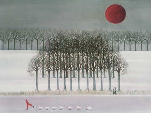 Ilona Schmit - Schaatsend meisje. Rode zon. kopen? Bied vanaf 59!