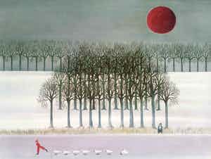 Ilona Schmit - Schaatsend meisje. Rode zon. verkocht voor € 59!