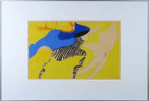 Jules Bekker - Gouache en potlood op papier, Zonder titel - Ingelijst verkocht voor € 50!