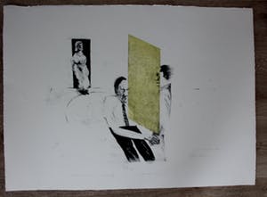 Kees Spermon - zeefdruk: conversation piece yellow - 1973 kopen? Bied vanaf 45!