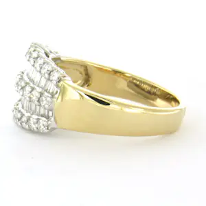 14k bicolour gouden ring met briljant en baguette geslepen diamant tot. 1.00ct kopen? Bied vanaf 1200!