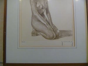 Roger Hebbelinck - Afgeprijsd : 2 prachtige litho's van een naakte dame , gesigneerd en ingelijst kopen? Bied vanaf 55!