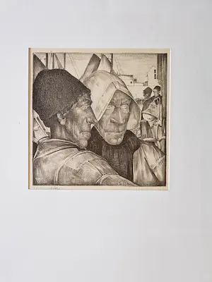 Willem van den Berg - Typische WvdB lithografie "Urk Vissermannen" potloodgesigneerd kaufen? Bieten Sie von 34!