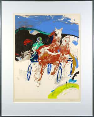 Jan van Diemen - Zeefdruk, Draverij - Ingelijst verkocht voor € 1!