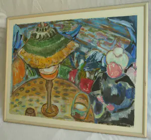 Anneke de Vlaming - Gemengde techniek , De huiskamer – ingelijst - 1996 kopen? Bied vanaf 1!