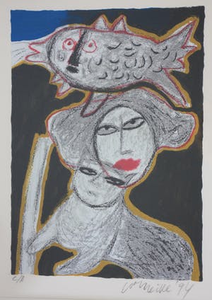 Corneille - Abstracte compositie met vrouw, vis en kat kopen? Bied vanaf 225!