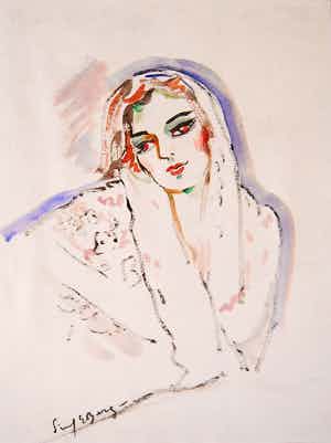 Freek van den Berg - Mooie aquarel van jonge dame. sold for € 125!