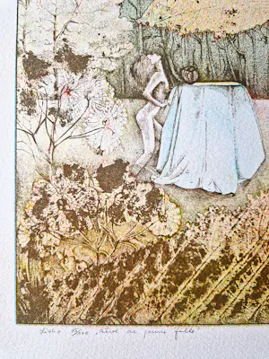 Georg Hadeler - grote kleuren-litho "reve de jeune fille" - beperkt oplage (15/100) - gesigneerd kopen? Bied vanaf 28!