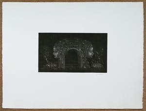 Hiroshi Asada - Poort met vrouwenhoofden, ets kopen? Bied vanaf 30!