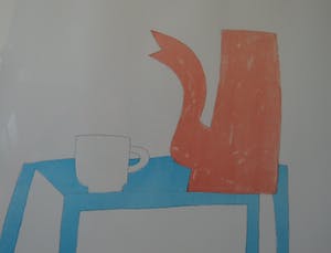 Klaas Gubbels - Litho: Rode kan, witte kop en blauwe tafel kopen? Bied vanaf 250!