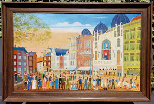 Jan Verheyen - Rembrandtplein Amsterdam, olieverf op doek (ingelijst) kopen? Bied vanaf 595!