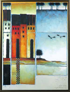 Magda Luttikhuizen - Acryl op doek, De Vroege Avond 2 - Ingelijst verkocht voor € 60!