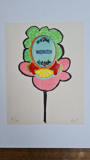 Enrico Baj - Collage met litho: Wasington kopen? Bied vanaf 110!