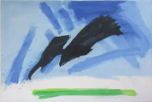 Aart Roos - Acryl op papier, Circle of birds XXI Een vlucht kraaien - Ingelijst ( Groot) kopen? Bied vanaf 1!