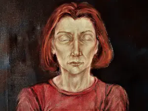 Niet of onleesbaar gesigneerd - Fraai olieverf "vrouw in rode jurk" in de "nieuwe Haagse school" stijl kopen? Bied vanaf 1!