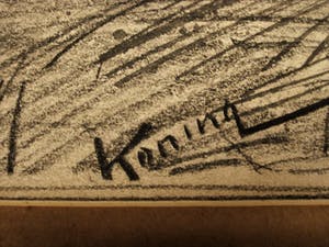 Arnold Koning - omstreeks 1890 - Houtskool - "Parijs figuren op perron - verso Frans landschap kopen? Bied vanaf 160!