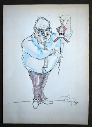 Fritz Behrendt - 24 tekeningen in map (gesigneerd) & originele (onbekende) tekening Helmut Kohl kopen? Bied vanaf 50!