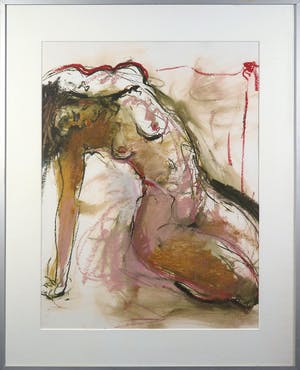 Franscz Witte - Olieverf en krijt op papier, Monique III - Ingelijst kopen? Bied vanaf 1!