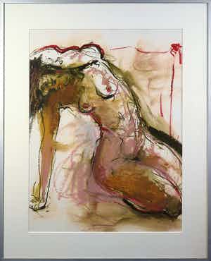 Franscz Witte - Olieverf en krijt op papier, Monique III - Ingelijst verkocht voor € 1!