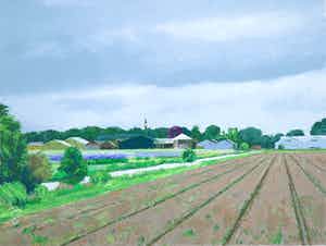 Gineke Zikken - Zeefdruk, Bollenschuur verkocht voor € 35!