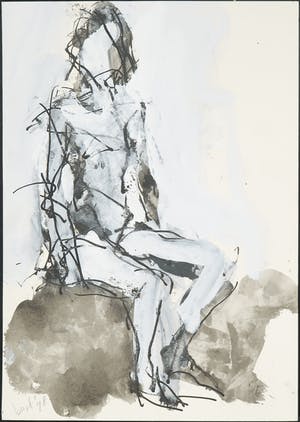 Bert van Zelm - Inkt en gouache op papier, Naakt kopen? Bied vanaf 20!