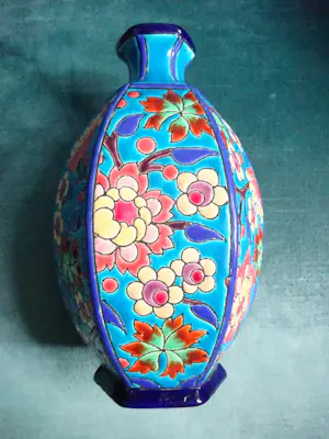Emaux de Longwy - kleurijke floraal gedecoreerde cloisonne vaas kopen? Bied vanaf 95!
