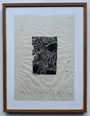 Diederick van Kleef - handgesigneerde linosnede | 'Zonder titel' | 1992 (TWEELUIK) kopen? Bied vanaf 20!