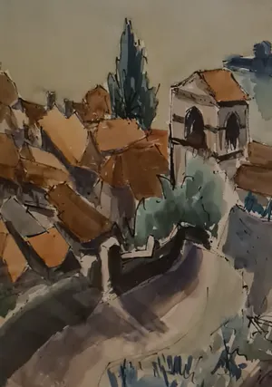 Niet of onleesbaar gesigneerd - Frans Aquarel (20e eeuw) kopen? Bied vanaf 1!