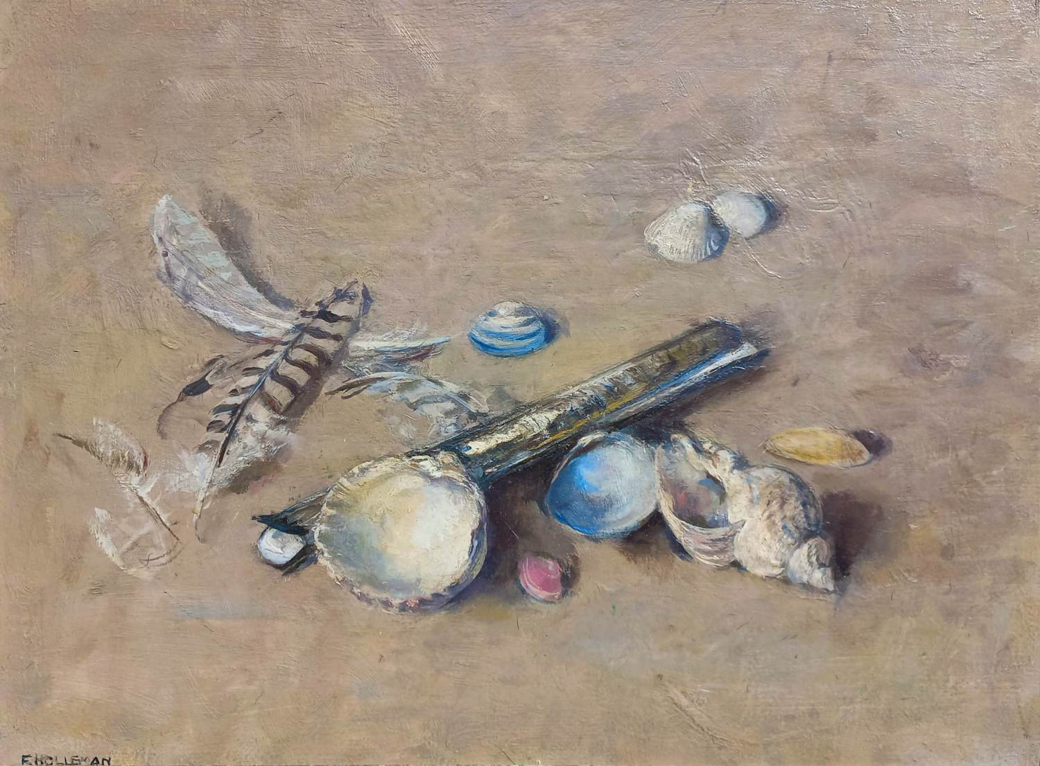 Buy Frida Holleman - Strandstilleven, olieverf op canvasboard (mooi ingelijst)? Bid from 395!